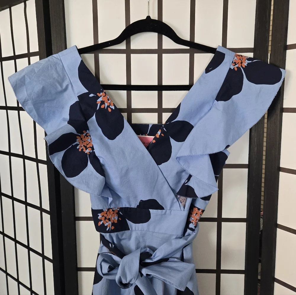 Kate Spade Grand Flora Poplin Powder Blue Midi Dress